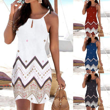 Load image into Gallery viewer, Halter neck printed sleeveless casual mini beach dress