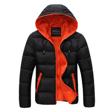Load image into Gallery viewer, Mens Winter Contrast Color Outdoor Warm Hooded Padded Jacket