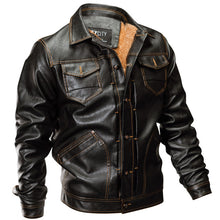 Load image into Gallery viewer, Fleece Warm Thick Winter Faux Leather PU Motorcycle Jacket