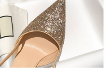 Load image into Gallery viewer, Pointed Glossy Glitter Sandals For Women Outside