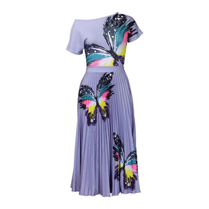 Women's Printed Pleated High Waist Skirt