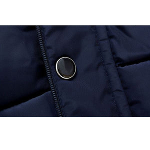 Men Thick Winter Coat Stand Collar Solid Color Casual Jacket
