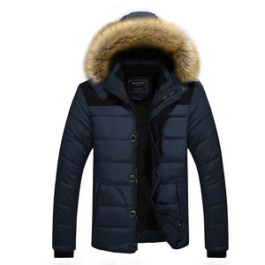 Mens Thick Winter Hooded Big Size Stand Collar Jacket