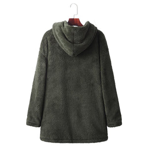 Mens Fashion Casual Fleece Warm Solid Color Hooded Coats