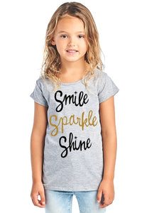 Gold Glitter Smile Sparkle Shine Design Round