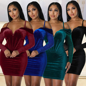 Autumn And Winter Women's Fashion Sexy Tight Mesh Long-sleeved Dress