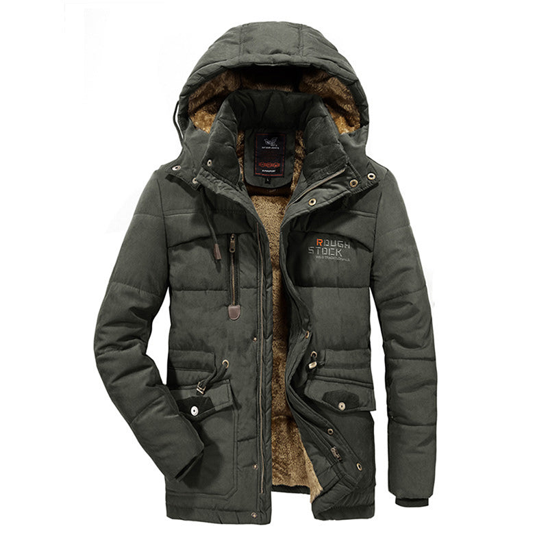 Mens Thick Multi Pockets Windproof Detachable Hooded Jacket