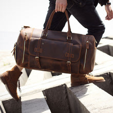 Load image into Gallery viewer, Men&#39;s Retro Genuine Leather Super Large Capacity First Layer Cowhide Leather Hand Luggage Bag