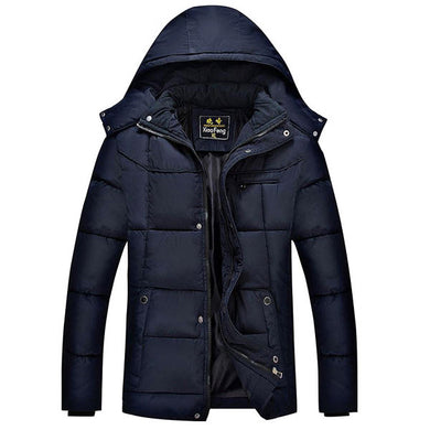 Men Thick Winter Coat Stand Collar Solid Color Casual Jacket