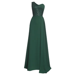 New European And American Foreign Trade African Women's Sloping Shoulder Sexy Long Dress