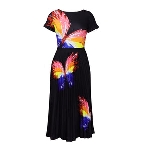 Women's Printed Pleated High Waist Skirt
