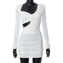 Load image into Gallery viewer, Women&#39;s Fashion Solid Color Feather One Sleeve Dress