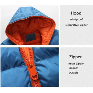 Mens Winter Contrast Color Outdoor Warm Hooded Padded Jacket