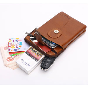 Vintage Leather Mini Messenger Phone Bag