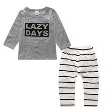 Load image into Gallery viewer, A generation of foreign trade INS explosion models Europe and the United States baby clothes spring and autumn long-sleeved T-shirt letter print stripe suit