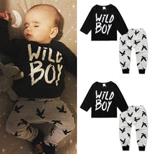 Load image into Gallery viewer, A generation of foreign trade INS explosion models Europe and the United States baby clothes spring and autumn long-sleeved T-shirt letter print stripe suit
