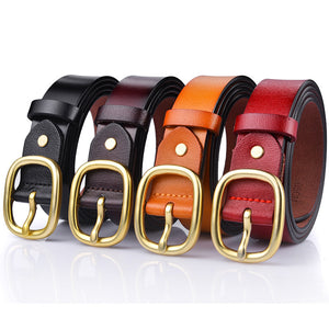 Belt ladies leather pure leather belt female simple wild Korean 2019 new with jeans decorative women's