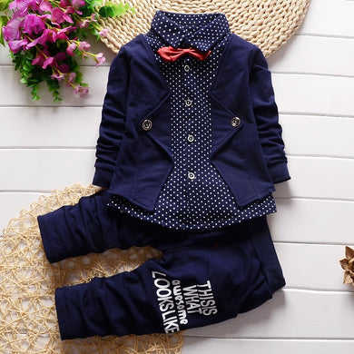 BibiCola Spring autumn children clothing set 2016 new fashion baby boys shirt fake clothes sport suit kids boys outfits suit