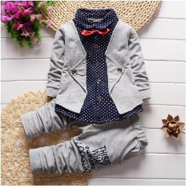 BibiCola Spring autumn children clothing set 2016 new fashion baby boys shirt fake clothes sport suit kids boys outfits suit