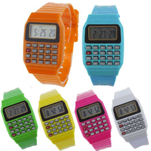 Load image into Gallery viewer, Boy and girl children Calculator watch live LED Clock Kid Silicone Multi-Purpose Date Time Electronic Digital Wrist Watch reloj
