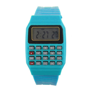 Boy and girl children Calculator watch live LED Clock Kid Silicone Multi-Purpose Date Time Electronic Digital Wrist Watch reloj