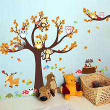 Load image into Gallery viewer, Cartoon Forest Tree Branch Animal Owl Monkey Bear Deer Wall Stickers For Kids Rooms Boys Girls Children Bedroom Home Decor