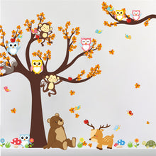 Load image into Gallery viewer, Cartoon Forest Tree Branch Animal Owl Monkey Bear Deer Wall Stickers For Kids Rooms Boys Girls Children Bedroom Home Decor