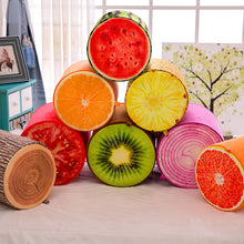 Load image into Gallery viewer, Creative models 3D fruit seat cushion stool children&#39;s cartoon toy round short plush heightening stool a generation