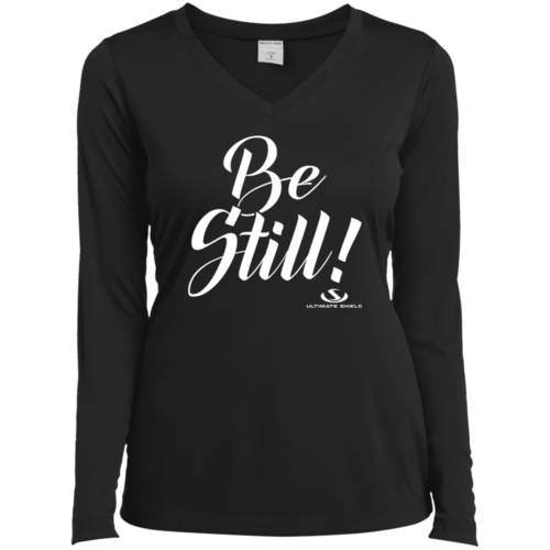 BE STILL Ladies' LS Performance V-Neck T-Shirt