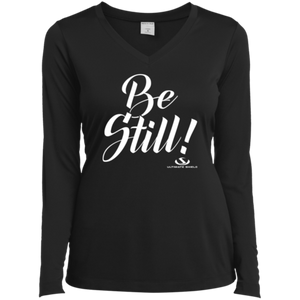 BE STILL Ladies' LS Performance V-Neck T-Shirt