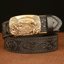 Load image into Gallery viewer, Eagle Buckle Cowskin Leather Belt Quality Alloy Automatic Buckle