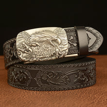Load image into Gallery viewer, Eagle Buckle Cowskin Leather Belt Quality Alloy Automatic Buckle