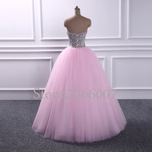 Load image into Gallery viewer, Elegant strapless Beaded  prom dresses 2017 Sweetheart Ball Gown princess style Tulle prom dress 2018 Custom made evening Gowns