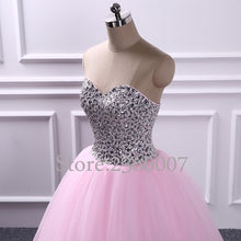 Load image into Gallery viewer, Elegant strapless Beaded  prom dresses 2017 Sweetheart Ball Gown princess style Tulle prom dress 2018 Custom made evening Gowns