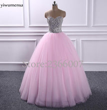 Load image into Gallery viewer, Elegant strapless Beaded  prom dresses 2017 Sweetheart Ball Gown princess style Tulle prom dress 2018 Custom made evening Gowns