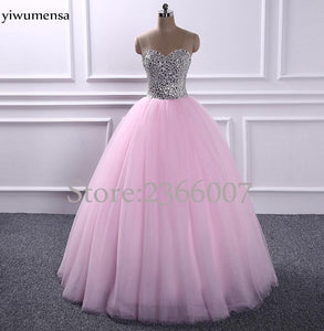 Elegant strapless Beaded  prom dresses 2017 Sweetheart Ball Gown princess style Tulle prom dress 2018 Custom made evening Gowns