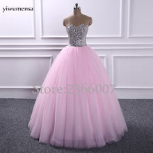 Load image into Gallery viewer, Elegant strapless Beaded  prom dresses 2017 Sweetheart Ball Gown princess style Tulle prom dress 2018 Custom made evening Gowns