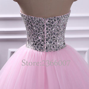 Elegant strapless Beaded  prom dresses 2017 Sweetheart Ball Gown princess style Tulle prom dress 2018 Custom made evening Gowns