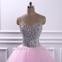 Load image into Gallery viewer, Elegant strapless Beaded  prom dresses 2017 Sweetheart Ball Gown princess style Tulle prom dress 2018 Custom made evening Gowns