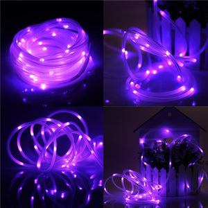 Explosion models solar lights string copper line rainbow tube lights outdoor 100LED Christmas lights garden decoration lights
