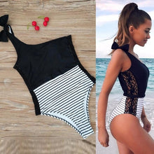 Load image into Gallery viewer, Fancinating Women Girl One Shoulder Striped Lace