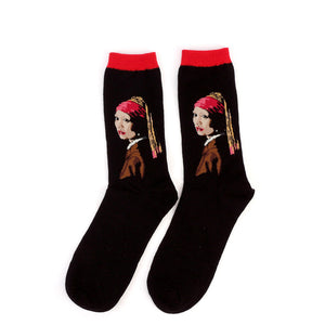 Fashion 19 Patterns Cotton Famous Painting Printed Character Harajuku Design Women Men Art Socks Clothing Accessories