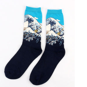 Fashion 19 Patterns Cotton Famous Painting Printed Character Harajuku Design Women Men Art Socks Clothing Accessories