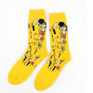 Fashion 19 Patterns Cotton Famous Painting Printed Character Harajuku Design Women Men Art Socks Clothing Accessories