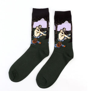 Fashion 19 Patterns Cotton Famous Painting Printed Character Harajuku Design Women Men Art Socks Clothing Accessories