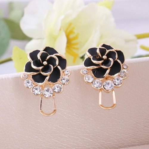 Fashion Flower Peony Women Girls Crystal Earrings