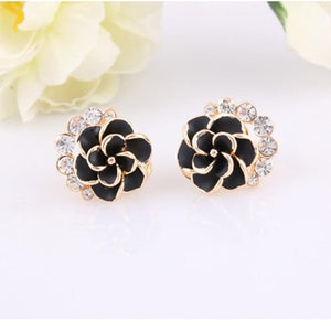 Fashion Flower Peony Women Girls Crystal Earrings