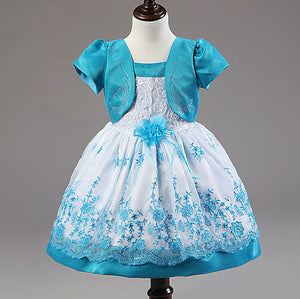 Fashion girls dress Sleeves Roses Fake Two Piece