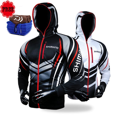 Fishing Clothing Hooded Men Jacket Quick-Drying Coat Fishing Shirt For Hiking Cycling Fishing Clothes Pesca Free Gift