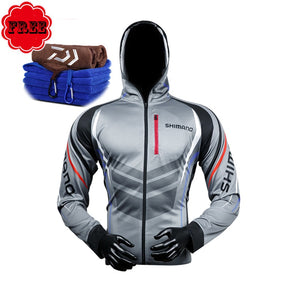 Fishing Clothing Hooded Men Jacket Quick-Drying Coat Fishing Shirt For Hiking Cycling Fishing Clothes Pesca Free Gift